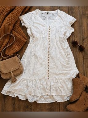 Torrid White Eyelet Embroidered Midi Dress Size 4 Plus Boho Cottagecore